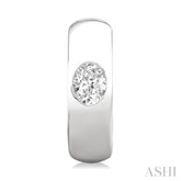 1/3 Ctw Bezel Set Oval Cut Diamond Fashion Huggie Earrings in 14K White Gold